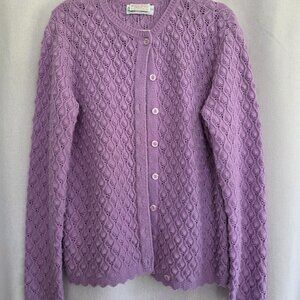 Vintage Lilac Purple Knit Cardigan Sweater by British Vogue